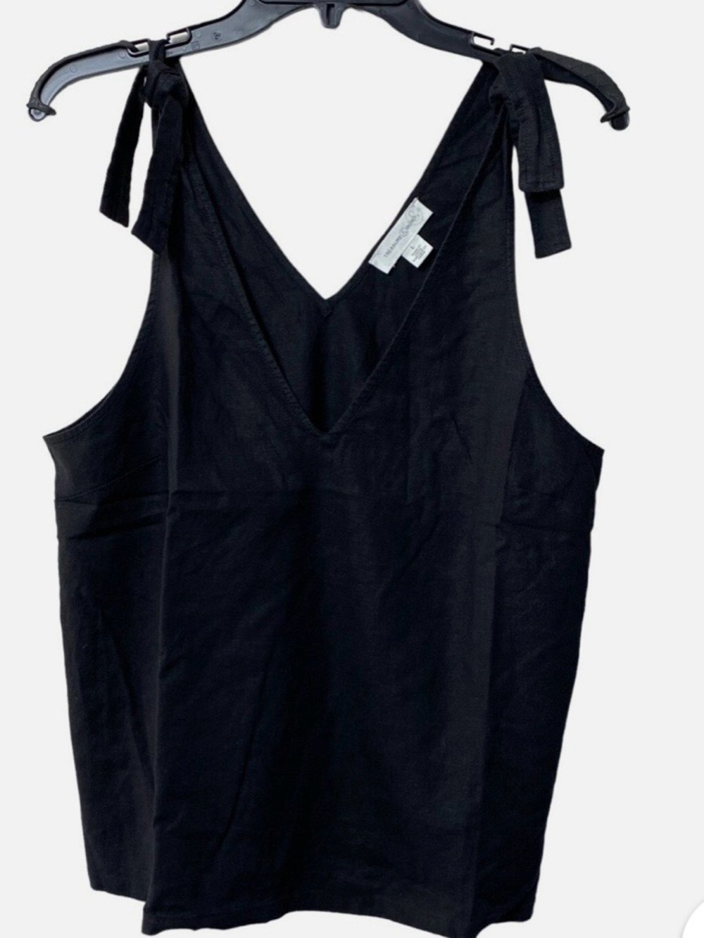 Treasure & Bond Black V-Neck Tie-Shoulder Tank Top - Size M